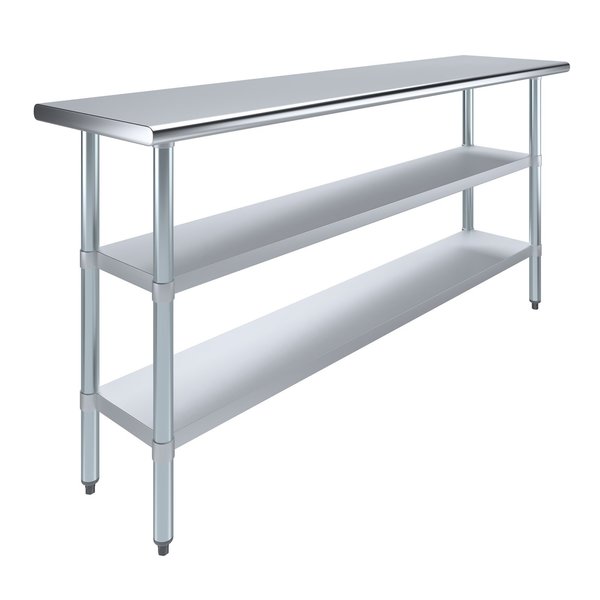 Amgood 18x72 Prep Table with Stainless Steel Top and 2 Shelves AMG WT-1872-2SH